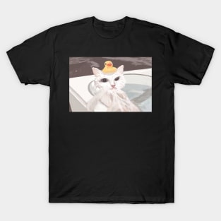 White Cat with Duck T-Shirt